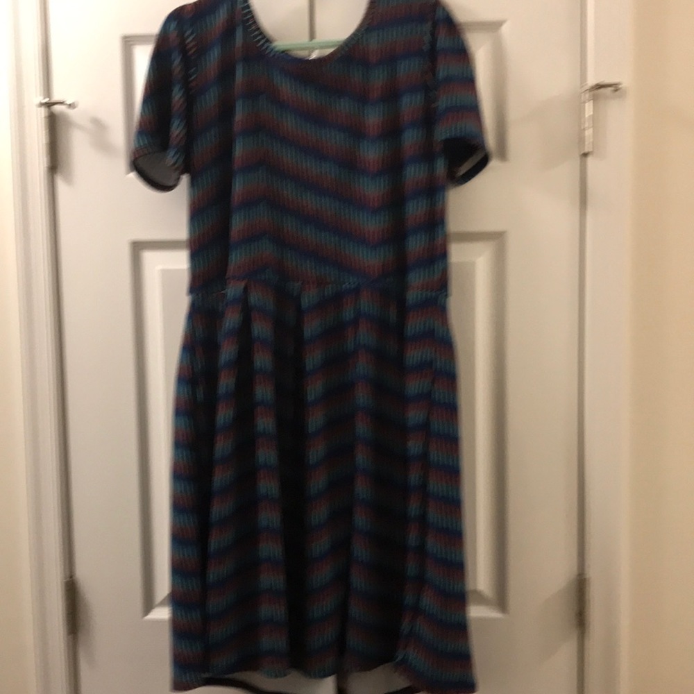 LuLaRoe Amelia Dress, 3XL, multicolor geometric print, like new
